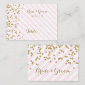 Mariage en bande rose or Table Place Cartes de rég (Devant / Derrière)