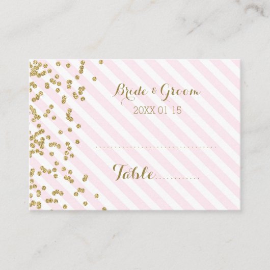 Mariage en bande rose or Table Place Cartes de rég (Devant)