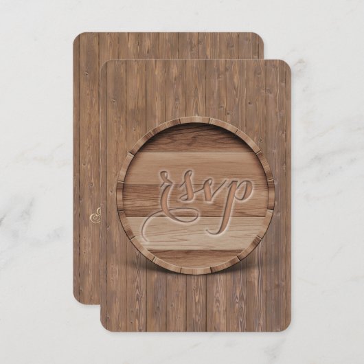 Mariage en baril de bois sculpté rustique RSVP (Devant / Derrière)