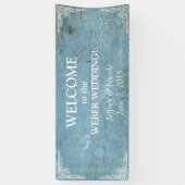 Mariage en bois bleu rustique avec la bannière de (Vertical)