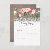 Mariage en bois de fleurs et dentelle RSVP (Devant / Derrière)