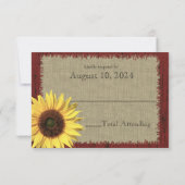 Mariage en bois d'écorce et tournesol RSVP (Dos)