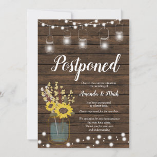 Mariage en bois rustique repoussé Faire-part