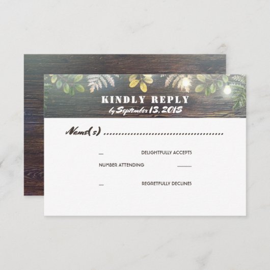 Mariage en bois rustique RSVP (Devant / Derrière)
