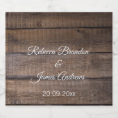 Mariage en bois rustique simple Étiquette à vin mo (Étiquettes simples)