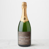 Mariage en bois rustique simple Étiquette à vin mo (Devant)