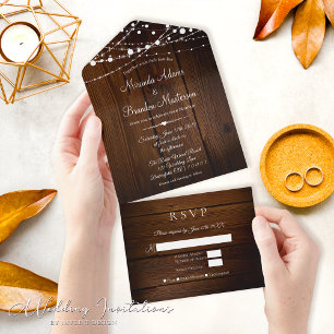 Mariage en bois rustique tout en un Faire-part de 