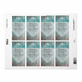 Mariage en bois turquoise Shabby Étiquette à vin M (Feuille entière)