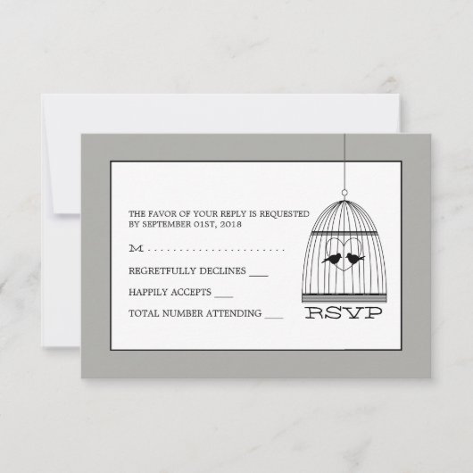 Mariage en cage cardiaque vintage RSVP (Devant)