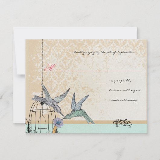 Mariage en cage d'oiseaux Vintage lunatique RSVP (Devant)