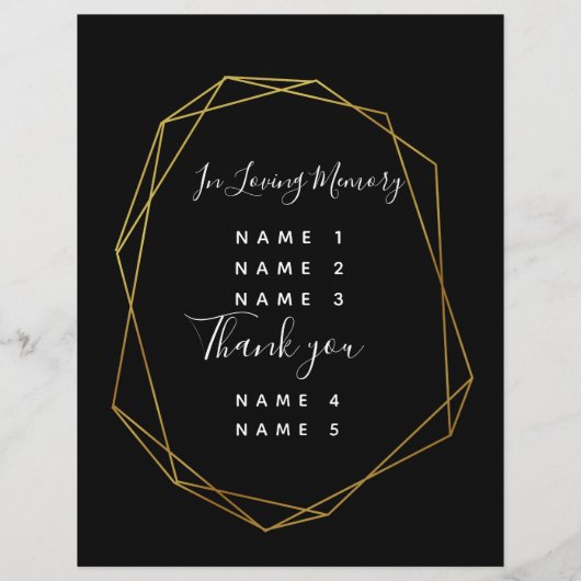 mariage en cristal noir géométrique PROGRAMME or (Dos)