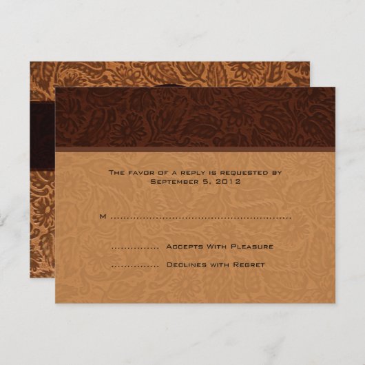 Mariage en cuir imprimé RSVP (Devant / Derrière)