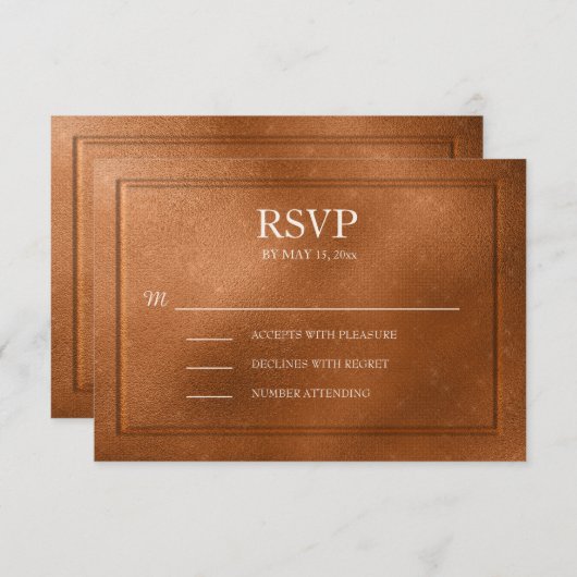 Mariage en cuivre métallique élégant RSVP (Devant / Derrière)