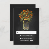 Mariage en damier à mâchoire floral RSVP (Devant / Derrière)