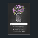 Mariage en damier à mâchoire floral RSVP<br><div class="desc">Cartes RSVP de mariage Chalkboard avec fleurs violettes bocal de mason</div>