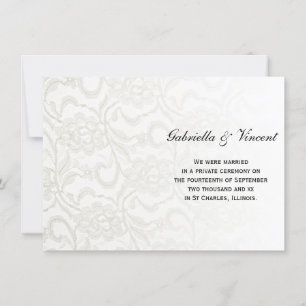 Mariage en dentelle blanche / Faire-part d'élopeme