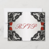 Mariage en dentelle rouge, blanche et noire RSVP (Dos)