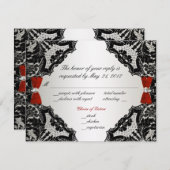 Mariage en dentelle rouge, blanche et noire RSVP (Devant / Derrière)