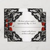 Mariage en dentelle rouge, blanche et noire RSVP (Devant / Derrière)