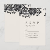Mariage en dentelle vintage noir et blanc RSVP (Devant / Derrière)