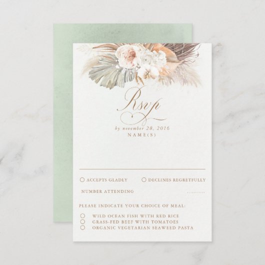 Mariage en feuillage séché Pampas RSVP (Devant / Derrière)
