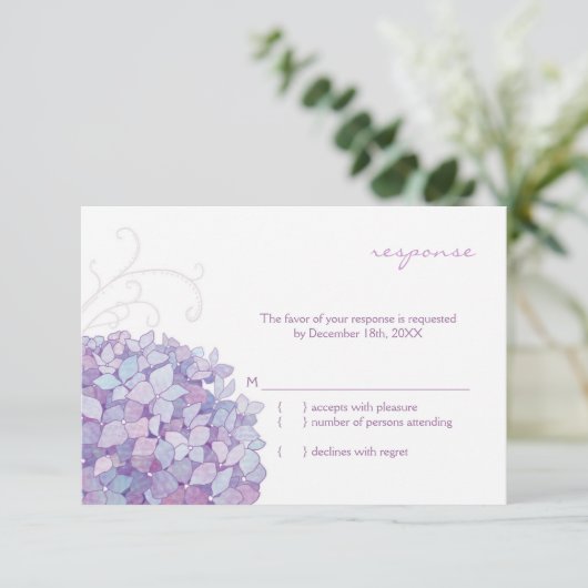 Mariage en fleur d'hydrangée mignonne violet RSVP (Debout devant)