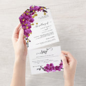 Mariage En Fleur Violet Tout En Une Invitation (Déchirure)