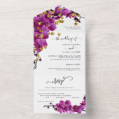 Mariage En Fleur Violet Tout En Une Invitation (À l'intérieur)