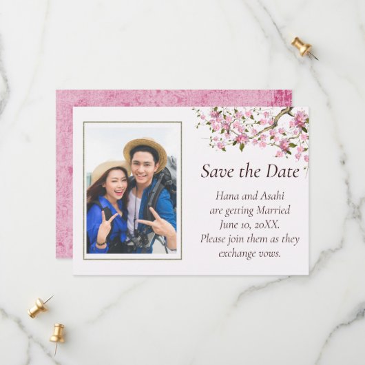 Mariage en fleurs japonais Enregistrer la carte de (Devant/Arrière en situation)