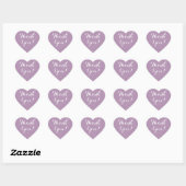 Mariage en forme de coeur violet merci sticker (Feuille)
