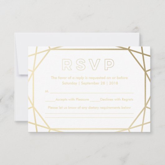 Mariage en forme de diamant géométrique or RSVP (Devant)