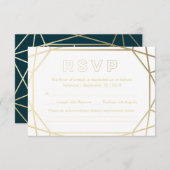 Mariage en forme de diamant géométrique or RSVP (Devant / Derrière)