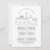 Mariage en France | Invitation Skyline stylisé (Devant)