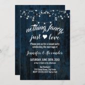 Mariage en fuite invitation en bois bleu marine (Devant / Derrière)