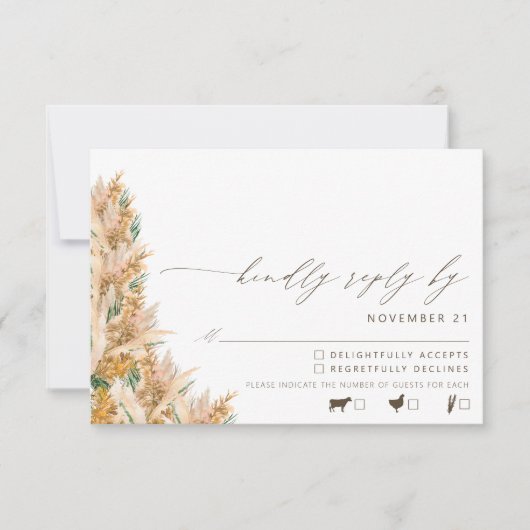 Mariage en herbe Boho Pampas moderne RSVP (Devant)