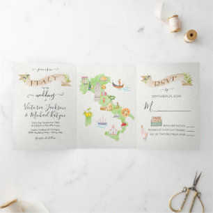 Mariage en Italie triple invitation
