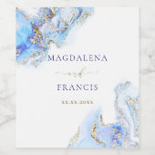 mariage en marbre bleu Étiquette à vin (Étiquettes simples)