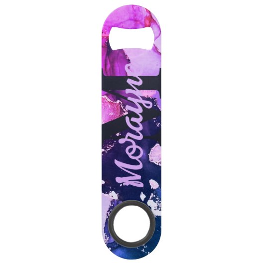 Mariage en marbre noir Bartender Nom du monogramme (Devant)