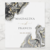 mariage en marbre noir Étiquette à vin (Étiquettes simples)