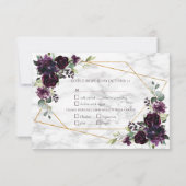 Mariage en marbre rouge prune géométrique or RSVP (Dos)