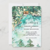 Mariage en montagne invitation aquarelle (Devant)