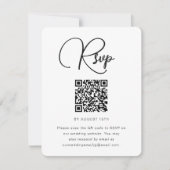 Mariage en noir et blanc tendance RSVP avec code Q (Devant)