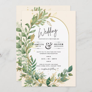 Mariage en or Leaf de plantes modernes Invitation