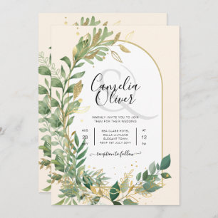 Mariage en or Leaf de plantes modernes Invitation