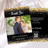 Mariage en or noir photo code QR carte de remercie