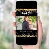 Mariage en or noir photo code QR carte de remercie