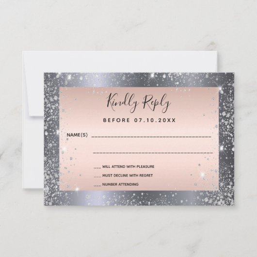 Mariage en or rose argenté RSVP (Devant)