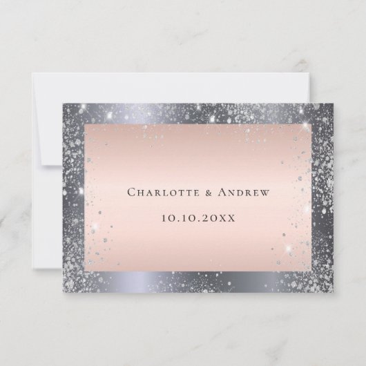 Mariage en or rose argenté RSVP (Dos)