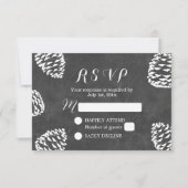 Mariage en tableau noir de pin rustique RSVP (Devant)