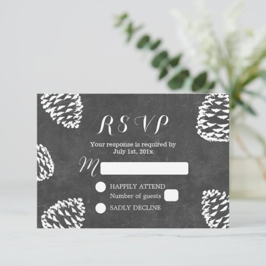 Mariage en tableau noir de pin rustique RSVP (Debout devant)